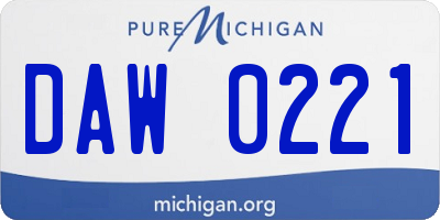 MI license plate DAW0221
