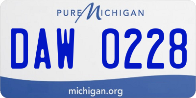 MI license plate DAW0228