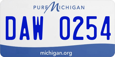 MI license plate DAW0254