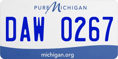 MI license plate DAW0267
