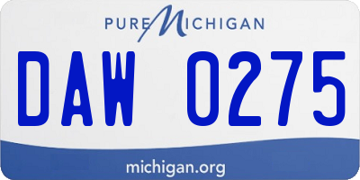 MI license plate DAW0275