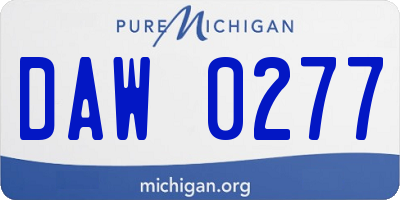 MI license plate DAW0277