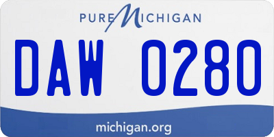 MI license plate DAW0280
