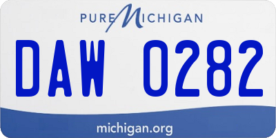 MI license plate DAW0282