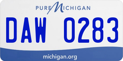 MI license plate DAW0283