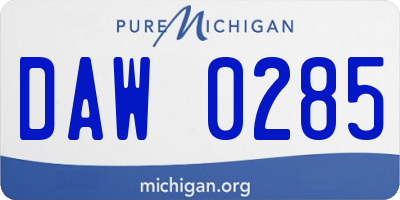 MI license plate DAW0285