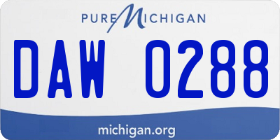 MI license plate DAW0288