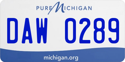 MI license plate DAW0289