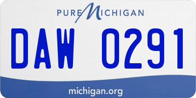 MI license plate DAW0291