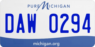 MI license plate DAW0294