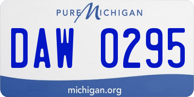 MI license plate DAW0295