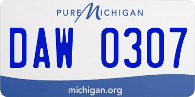 MI license plate DAW0307