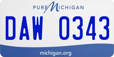 MI license plate DAW0343