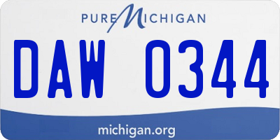 MI license plate DAW0344