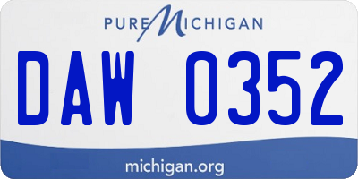 MI license plate DAW0352