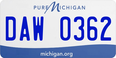 MI license plate DAW0362