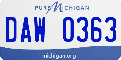 MI license plate DAW0363