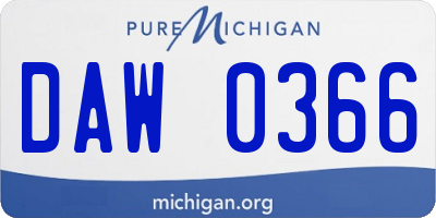 MI license plate DAW0366