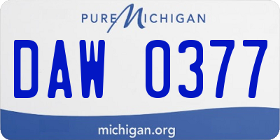 MI license plate DAW0377