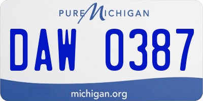 MI license plate DAW0387