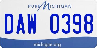 MI license plate DAW0398