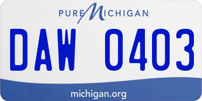 MI license plate DAW0403