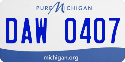 MI license plate DAW0407
