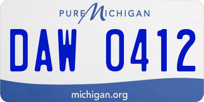 MI license plate DAW0412