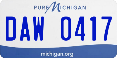 MI license plate DAW0417