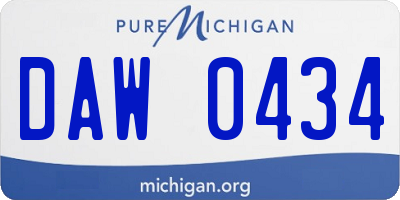 MI license plate DAW0434