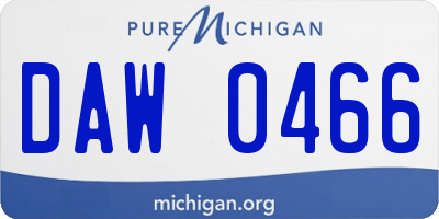 MI license plate DAW0466