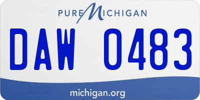 MI license plate DAW0483