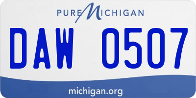 MI license plate DAW0507