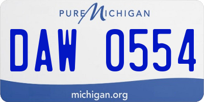 MI license plate DAW0554