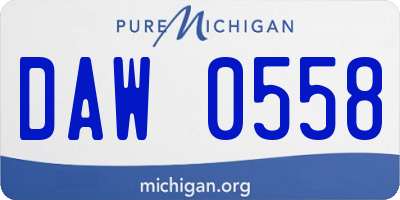 MI license plate DAW0558
