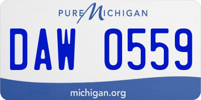 MI license plate DAW0559