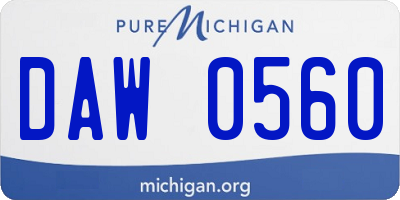 MI license plate DAW0560