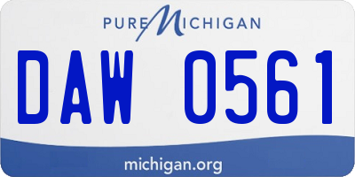 MI license plate DAW0561