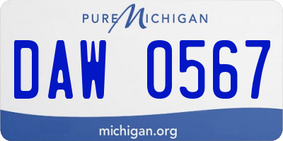 MI license plate DAW0567