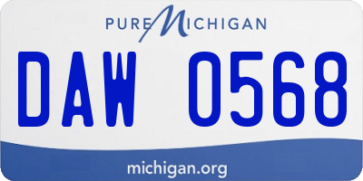 MI license plate DAW0568