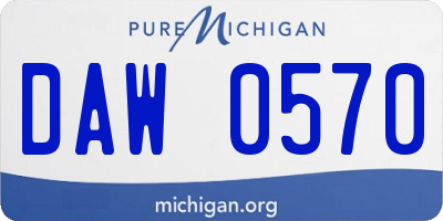 MI license plate DAW0570