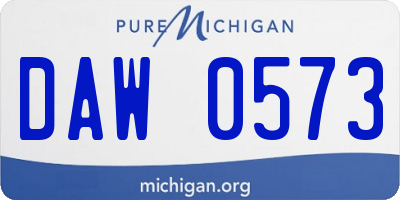 MI license plate DAW0573