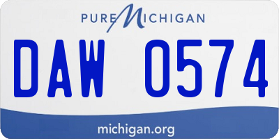 MI license plate DAW0574