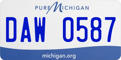 MI license plate DAW0587