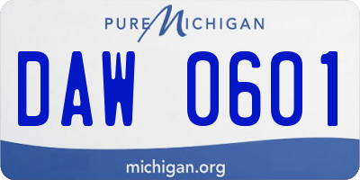 MI license plate DAW0601