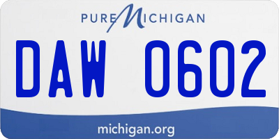 MI license plate DAW0602