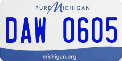 MI license plate DAW0605