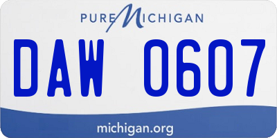 MI license plate DAW0607