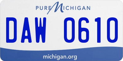 MI license plate DAW0610