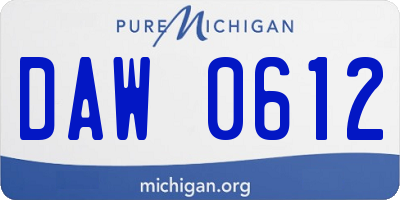 MI license plate DAW0612